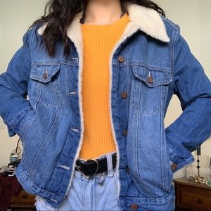 Faux wool lined denim jacket